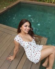 Delightful Actress Jiya Shankar in a White Floral Mini Dress Photos 01