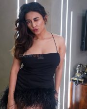 Glamorous Jinal Joshi in a Black Mini Dress with Feather Trim and Thin Straps Photos 02 Glamorous Jinal Joshi in a Black Mini Dress with Feather Trim and Thin Straps Photos 02