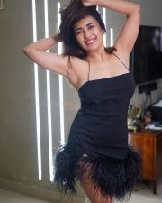 Glamorous Jinal Joshi in a Black Mini Dress with Feather Trim and Thin Straps Photos 03 Glamorous Jinal Joshi in a Black Mini Dress with Feather Trim and Thin Straps Photos 03