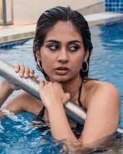 Hypnotic Actress Srushti Bannatti in a Black Saree Photos 02