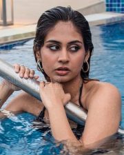 Hypnotic Actress Srushti Bannatti in a Black Saree Photos 02