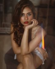 Hypnotic Actress Srushti Bannatti in a White Crystal Strap Mini Dress Photos 03