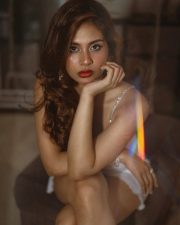 Hypnotic Actress Srushti Bannatti in a White Crystal Strap Mini Dress Photos 03