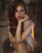 Sensuous Actress Srushti Bannatti in a White Crystal Strap Bodysuit Photos 01
