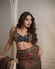 Sexy Jiya Shankar in a Navy Blue and Red Printed Lehenga with a Matching Blouse Photos 01