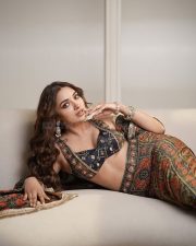 Sexy Jiya Shankar in a Navy Blue and Red Printed Lehenga with a Matching Blouse Photos 02