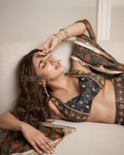Sexy Jiya Shankar in a Navy Blue and Red Printed Lehenga with a Matching Blouse Photos 04