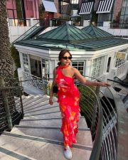 Vibrant Beauty Jiya Shankar in a Red Floral Printed Maxi Dress Photos 05 Vibrant Beauty Jiya Shankar in a Red Floral Printed Maxi Dress Photos 05