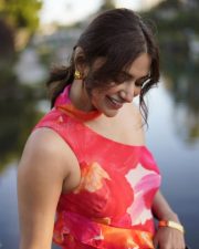 Vibrant Beauty Jiya Shankar in a Red Floral Printed Maxi Dress Photos 08