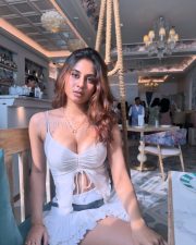 Winsome Actress Srushti Bannatti in a White Ruched Crop Top and Mini Skirt Photos 04