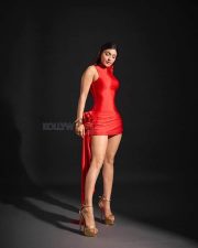 Human Cocaine Actress Ishita Raj in a Bold Red Ruched Mini Dress Photos 06
