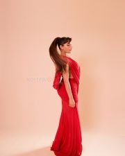 Wild Wild Punjab Actress Ishita Raj in a Red Draped Maxi Gown with a Deep Cleavage Neckline Pictures 04