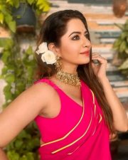 Ghulaam Actress Ridheema Tiwari in a Red Saree with Matching Sleeveless Blouse Photos 03