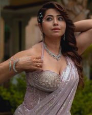 Opulent Ridheema Tiwari Cleavage in a Mauve Embroidered Bustier Saree Diamond Jewelry Photos 03 Opulent Ridheema Tiwari Cleavage in a Mauve Embroidered Bustier Saree Diamond Jewelry Photos 03