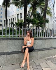 Chic Actress Shruti Chauhan in a White Ruffle Cami Black Skirt Photos 08 Chic Actress Shruti Chauhan in a White Ruffle Cami Black Skirt Photos 08