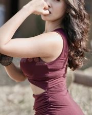 Extra Ordinary Man Actress Priyanka Kholgade in a Maroon Cut Out Bodycon Dress Photos 02