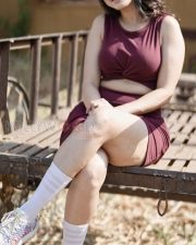 Extra Ordinary Man Actress Priyanka Kholgade in a Maroon Cut Out Bodycon Dress Photos 04