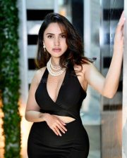 Glam Priyanka Kholgade in a Black Bodycon Backless Dress with a Deep Cleavage Neck Photos 07