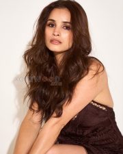 Glamorous Actress Chetna Pande in a Dark Brown Crochet Cami Dress Photos 04