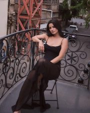 Glamorous Chetna Pande in a Black Bodycon Maxi Dress Pictures 02