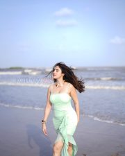 Radiant Actress Priyanka Kholgade in a Mint Green Ruched Strappy Dress Photos 03