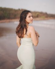 Radiant Actress Priyanka Kholgade in a Mint Green Ruched Strappy Dress Photos 04