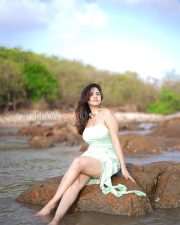 Radiant Actress Priyanka Kholgade in a Mint Green Ruched Strappy Dress Photos 07