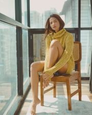 Radiant Actress Shruti Chauhan in a chartreuse knitted cardigan photos 07