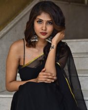 Saaree Movie Heroine Aaradhya Devi Sexy in a Black Saree with Sleeveless Blouse Photos 14