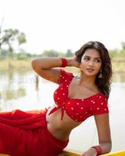 Seductive Shruti Chauhan in a Red Saree with a Short Sleeved Red Tie Front White Polka Dot Cleavage Blouse Pictures 06 Seductive Shruti Chauhan in a Red Saree with a Short Sleeved Red Tie Front White Polka Dot Cleavage Blouse Pictures 06