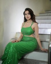 Sparkling Actress Priyanka Kholgade in a Emerald Green Sequin Crop Top And Wide Leg Trousers Photos 04