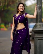 Timeless Actress Priyanka Kholgade in a Purple Embroidered Sequin Saree Photos 02 Timeless Actress Priyanka Kholgade in a Purple Embroidered Sequin Saree Photos 02