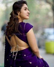 Timeless Actress Priyanka Kholgade in a Purple Embroidered Sequin Saree Photos 03 Timeless Actress Priyanka Kholgade in a Purple Embroidered Sequin Saree Photos 03