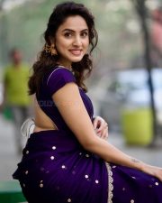 Timeless Actress Priyanka Kholgade in a Purple Embroidered Sequin Saree Photos 04 Timeless Actress Priyanka Kholgade in a Purple Embroidered Sequin Saree Photos 04