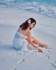Tropical Beauty Chetna Pande in a Transparent White Beach Dress Photos 04