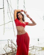 Vibrant Shruti Chauhan Cleavage in a Red Printed Tied Front Crop Blouse and Saree Photos 02 Vibrant Shruti Chauhan Cleavage in a Red Printed Tied Front Crop Blouse and Saree Photos 02
