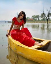 Vibrant Shruti Chauhan Cleavage in a Red Printed Tied Front Crop Blouse and Saree Photos 04 Vibrant Shruti Chauhan Cleavage in a Red Printed Tied Front Crop Blouse and Saree Photos 04