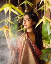 Beautiful Akshatha Das in a Traditional Silk Saree with an Off Shoulder Blouse Photos 01