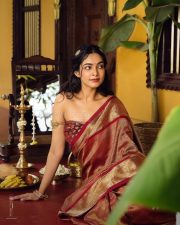 Beautiful Akshatha Das in a Traditional Silk Saree with an Off Shoulder Blouse Photos 02