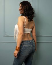 Bold and Hot Shivangi Verma in a White Fringed Crop Top with a Blue Denim Pant Photos 04