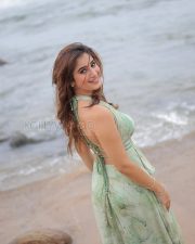 Breezy Rasha Thadani Back in a Mint Green Floral Print Halter Neck Backless Maxi Dress Photos 03