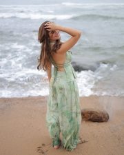 Breezy Rasha Thadani Back in a Mint Green Floral Print Halter Neck Backless Maxi Dress Photos 04