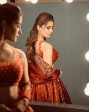 Charming Actress Rasha Thadani in a Red Printed Ethnic Suit Photos 04