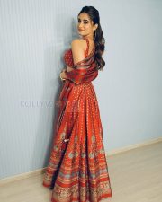 Charming Actress Rasha Thadani in a Red Printed Ethnic Suit Photos 06