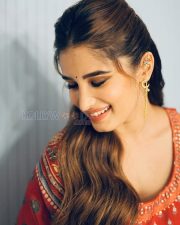 Charming Actress Rasha Thadani in a Red Printed Ethnic Suit Photos 08