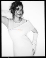 Charming Rasha Thadani in a Cold Shoulder Sweater Dress Photos 03