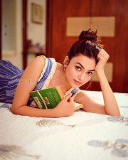 Dreamy Actress Vidhi Yadav in a Blue Striped Lace Trim Sundress Photos 01