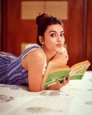 Dreamy Actress Vidhi Yadav in a Blue Striped Lace Trim Sundress Photos 06