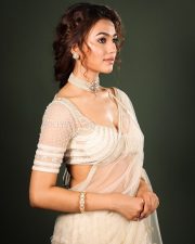 Elegant Actress Vidhi Yadav in a Cream Embroidered Lehenga Photos 03