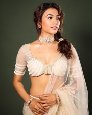 Elegant Actress Vidhi Yadav in a Cream Embroidered Lehenga Photos 10